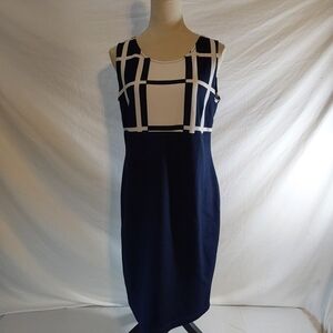 Danny and Nicole Scoop Neck Blue&White Sleeveless Dress Size 12